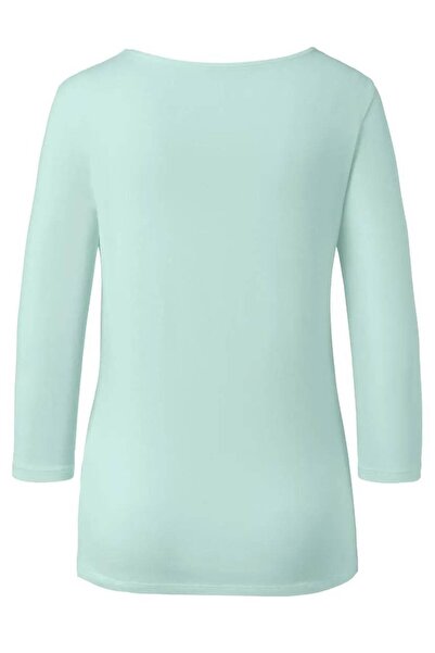 Tchibo Women Round Neck 3/4 Sleeves Plain Top, Mint
