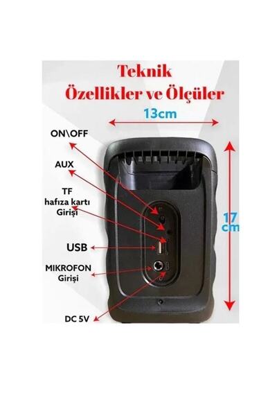 SIGHTZER Led Işıklı Bluetooth Hoparlör Usb Sd Kart Aux Mikrofon Girişli Kablo...