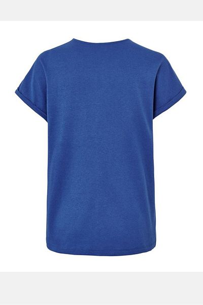Tchibo Women Keyhole Short Sleeve Plain Top, Blue