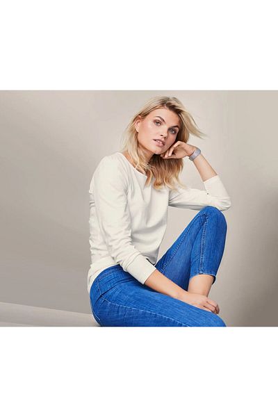 Tchibo Women Round Neck Long Sleeve Top, White