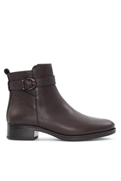 Celal Gültekin Kadın Kahverengi Fermuarlı Toka Detaylı Deri Bot