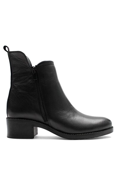 Celal Gültekin Kadın Siyah Çift Fermuarlı Deri Bot