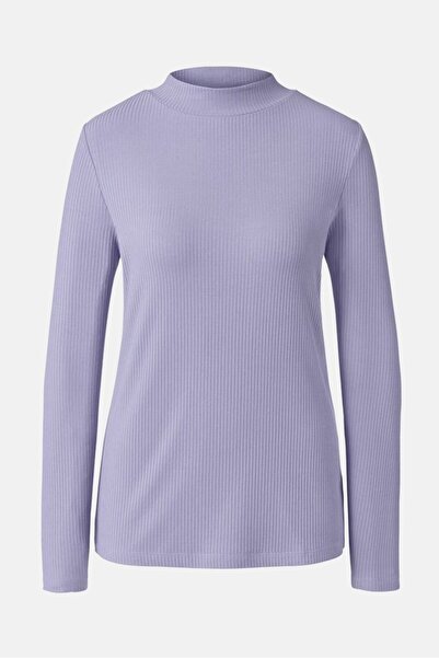 Tchibo Women Mock Neck Long Sleeve Ribbed Shirt, Lilac