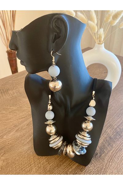 Store Bohemian Style Necklace Earring Set Made of Exaggerated Beads