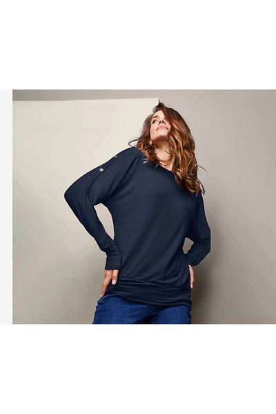 Tchibo Women Kimono Sleeves Blouse, Dark Blue