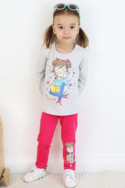 Breeze Girl's Capri Tights Suit Girl Printed 1.5-5 Years, Light Gray Melange