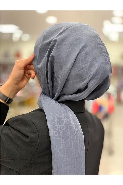 Baştacı Pamuk Jakar D Logo Koyu Gri Şal