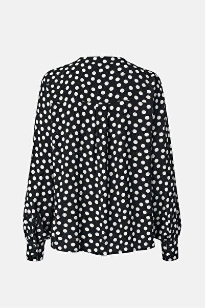 Tchibo Women Round Neck Long Sleeve Polka Dots Top, Black