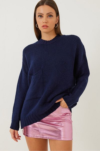 Bianco Lucci Gemusterter Strickpullover für Damen mit großen Taschen