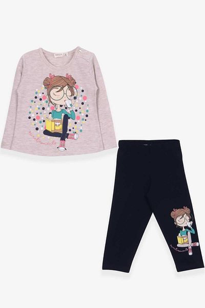 Breeze Girl's Capri Tights Set Girl Printed 1.5-5 Years, Beige Melange