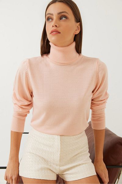Bianco Lucci Women's Turtleneck Ribbed Sweater