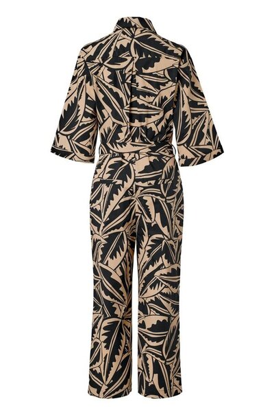 Tchibo Women Allover Print Short Sleeve Jumpsuit, Black