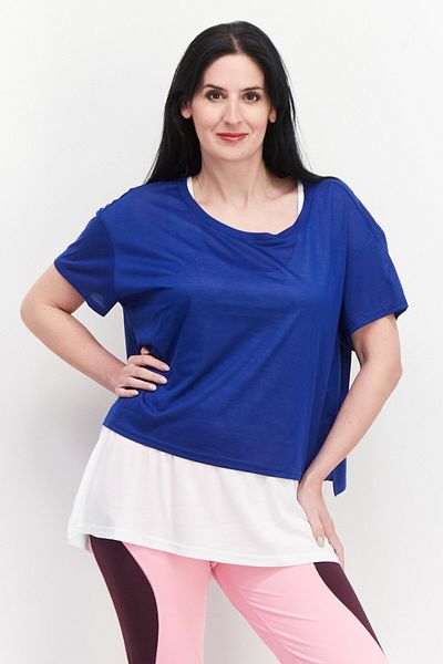 Tchibo Women 2 In 1 Sportswear Fit Short Sleeve Running Top, Blue