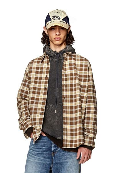 Diesel Men's Brown Plaid Shirt