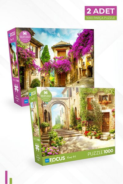 Blue Focus 2 Piece 1000 Piece Puzzle - Provence and Old Street (Old Street)