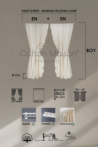 cotton maison ستارة كشكشة عمودية من القطن الطبيعي والكتان عتيقة بجناح مزدوج
