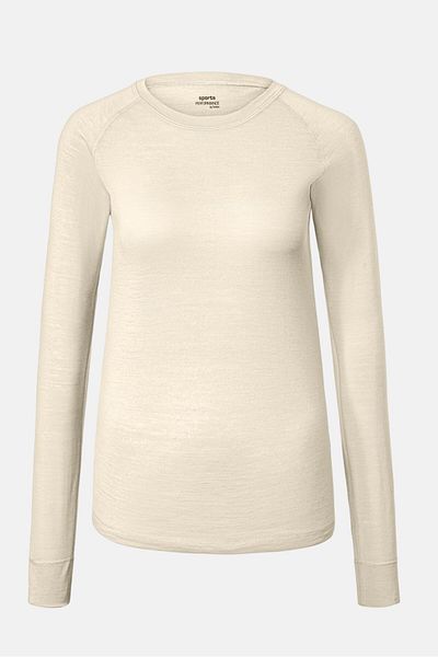Tchibo Women Round Neck Long Sleeve Plain Top, Off White