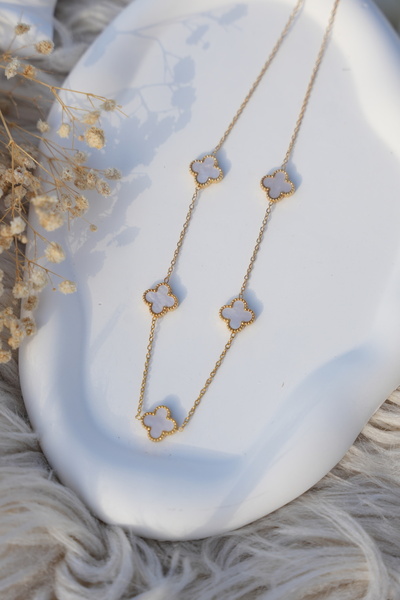 dilos accessory قلادة فان كليف/قلادة البرسيم/أبيض