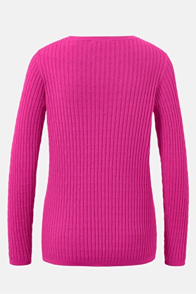 Tchibo Women Round Neck Long Sleeve Textured Blouse, Pink