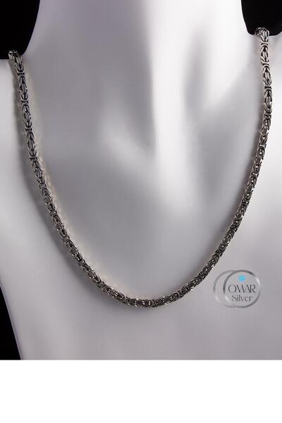 Omar Silver Zincir 925 Ayar 3 Mm Gümüş Erkek Kare Kral Kolye
