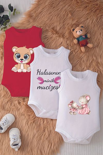 ADABEBEK 100% Cotton Hala Theme Gift Printed Baby Body with 3 Snaps 10245-10195-10186