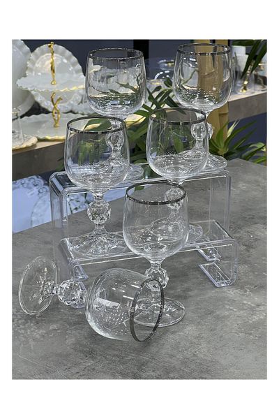 Doğudeko Luster Plain Czechoslavakya Crystal Silver 6-Piece Coffee Side Cup