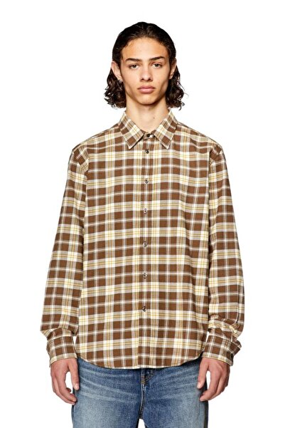 Diesel Men's Brown Plaid Shirt