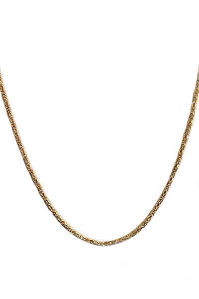 Omar Silver Gümüş Kral Zincir 14 Ayar Altın Kaplama 2 Mm Kare Kolye