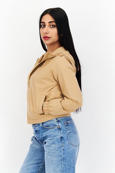 Lyle & Scott Women Hooded Embroidered Logo Jacket, Warm Tan