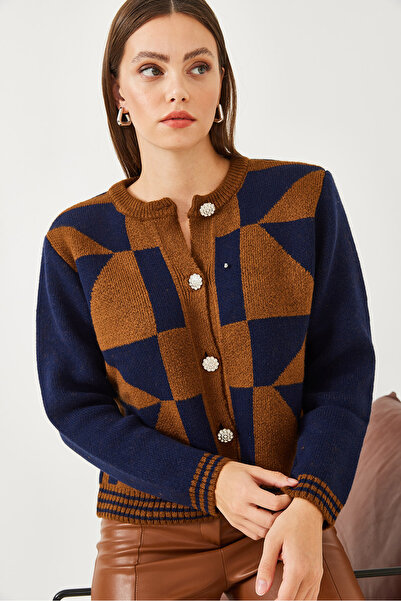 Bianco Lucci Women's Patterned Buttoned Knitwear Cardigan