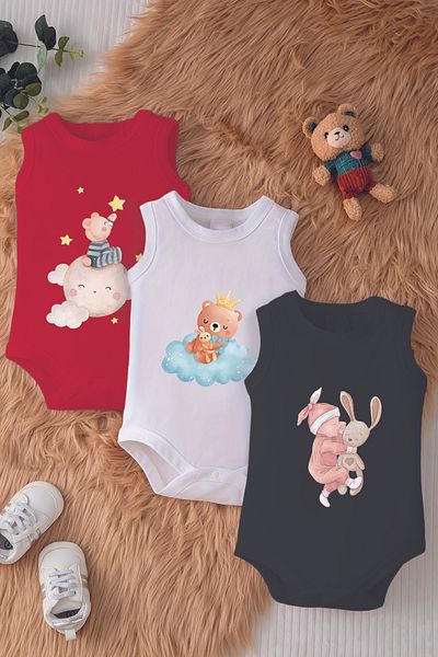 ADABEBEK Baby Cute Characters Printed Cotton Snap Body 10015-10009-10006