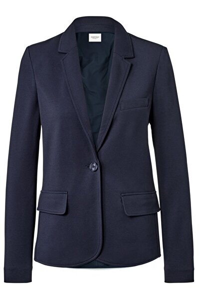 Tchibo Women Regular Fit Solid Blazer, Navy Blue
