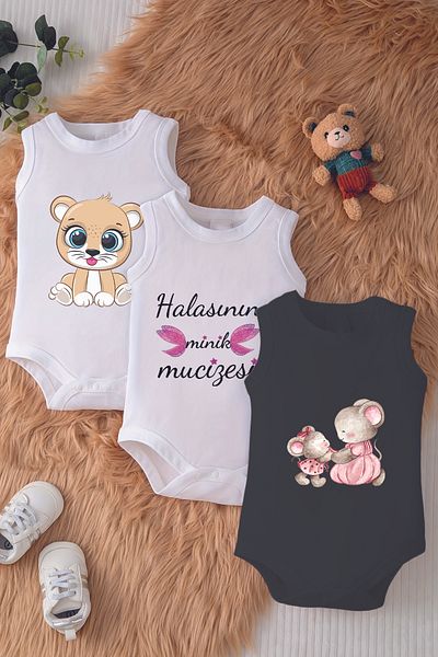 ADABEBEK 100% Cotton Hala Theme Gift Printed Baby Body with 3 Snaps 10245-10195-10186