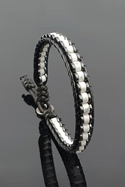 Seven Art Jewelry سوار أسطواني رفيع من الحجر الطبيعي / هاولايت / سوار رجالي /...