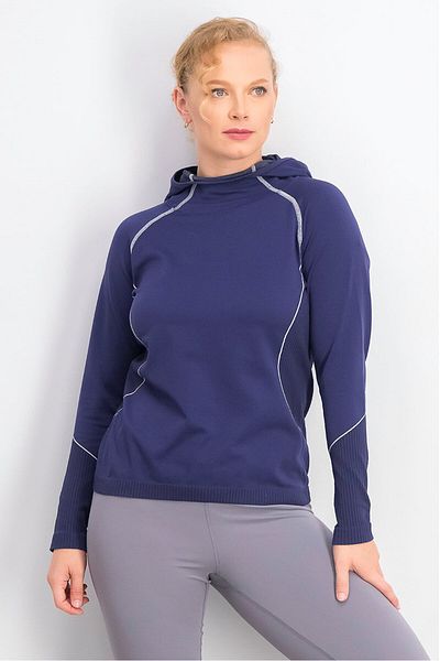 Tchibo Women Hooded Seamless Fuktions Longsleeve Shirt, Violet