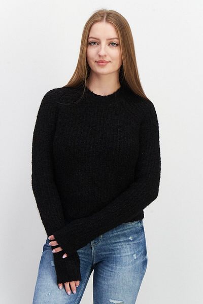 NA-KD Women Round Neck Knitted Sweater, Black
