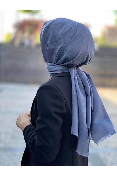 Baştacı Γκρι βαμβακερό σάλι ζακάρ με λογότυπο C