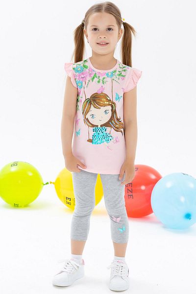 Breeze Girl's Tights Set Rocking Girl Printed 2-6 Years, Powder