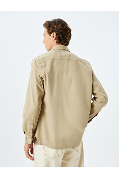 Koton Basic Gömlek Uzun Kollu Yarım İtalyan Yaka Düğmeli Pamuklu Regular Fit