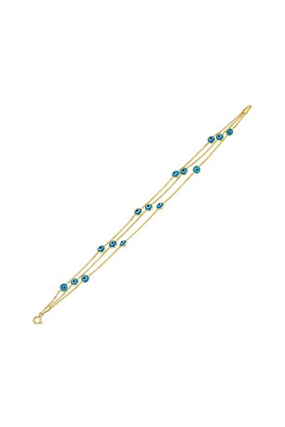 Altınbeyi 3 Zincirli Nazar Boncuklu Altın Bileklik 3.65 gram 14 Ayar