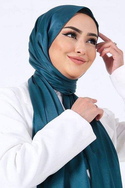 HAREM SCARF Eșarfă Harem de culoarea uleiului - șal din satin de cristal