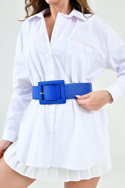 lovebox Piele artificială albastră pentru femei, cu design elegant, cu cataramă, bandă largă, accesorii pentru îmbrăcăminte, centură 15525