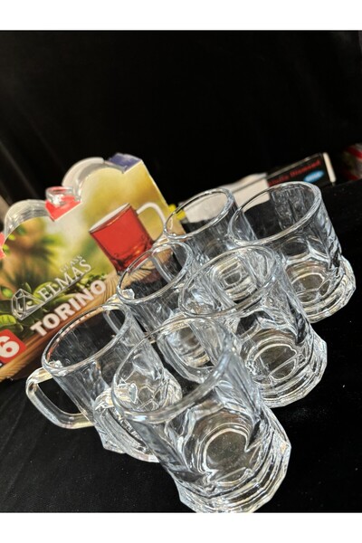 DİBA AVM Kuplu Cam Bardak Kupa Bardak ÇAY VE KAHVE KUPASI  CAM 120 ML 6 ADET