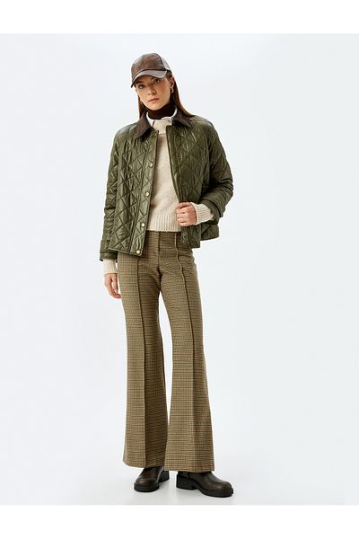 Koton Straight Leg Plaid Fabric Trousers