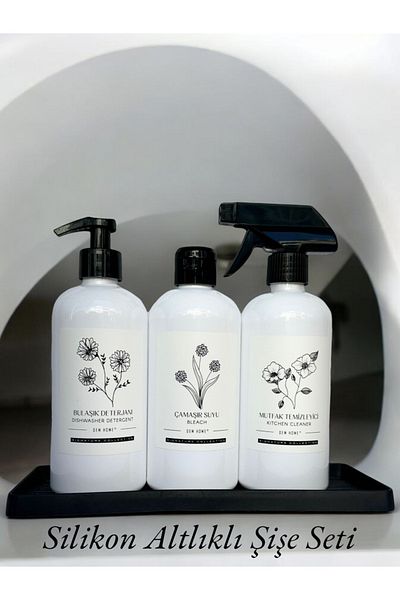 Dem Home Σετ πλαστικό μπουκάλι 500ml και βάση σιλικόνης - Απορρυπαντικό πιάτων-Καθαριστικό κουζίνας-Απορρυπαντικό