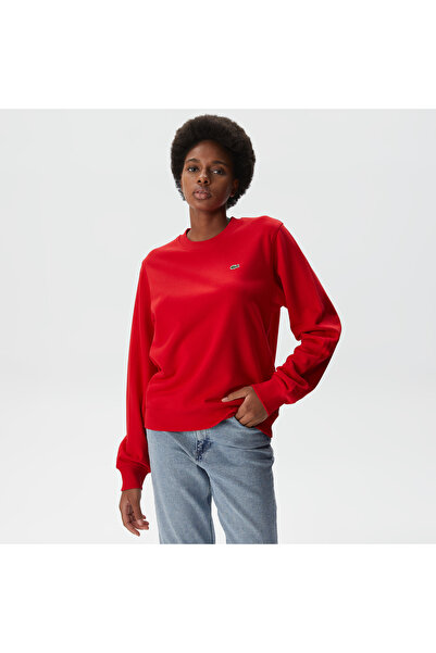 Lacoste Kadın Regular Fit Bisiklet Yaka Kırmızı Sweatshirt