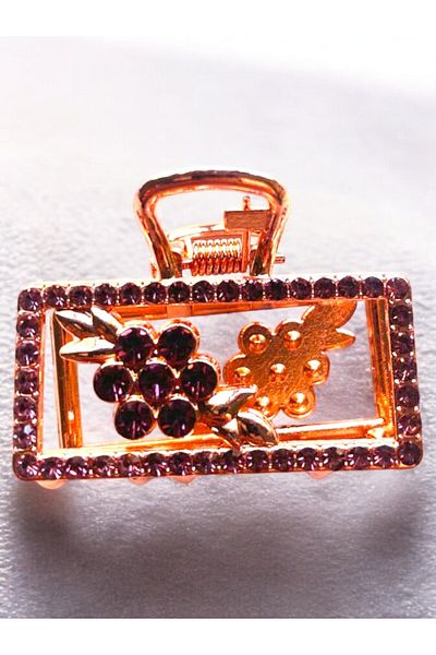 GALATA GIFT Agrafă de păr dreptunghiulară cu zirconiu trandafir (argintiu) pentru femei - 4,5 cm Agrafă modernă New Trend Girl