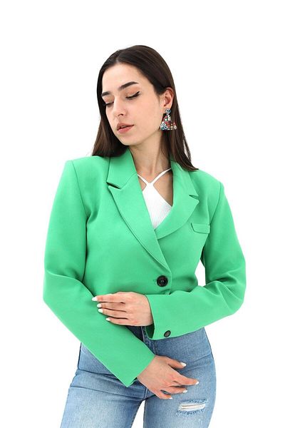 VAPUR Jachetă scurtă verde Crop Blazer