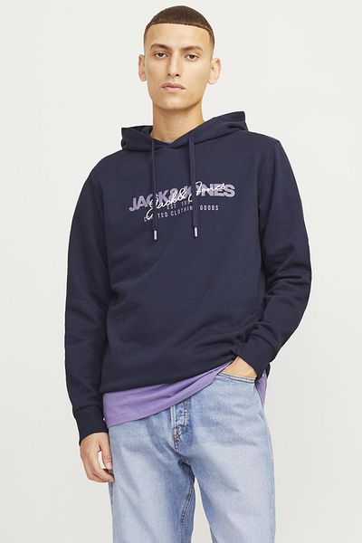Jack & Jones Hanorac pentru bărbați bleumarin - guler cu glugă, JJALVIS SWEAT HOOD