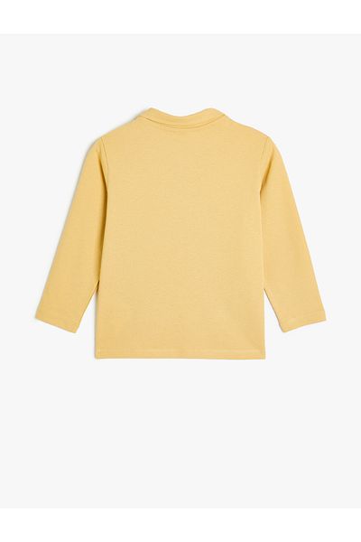 Koton Baumwoll-Langarm-Polo-T-Shirt – Stickerei-Detail